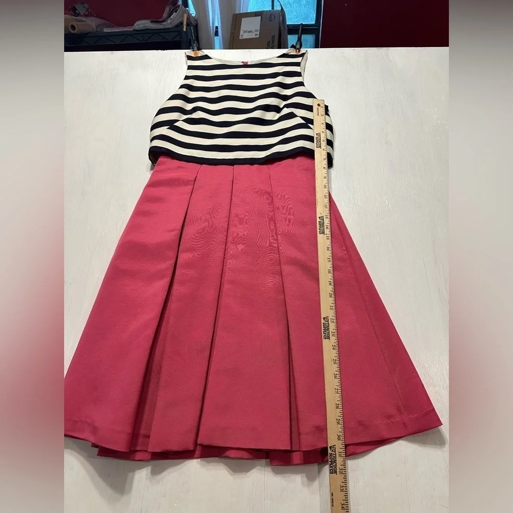 Eliza J Dress Size 8 Fit & Flare Pink Skirt Striped Top Sleeveless A-Line Party